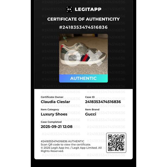 GUCCI Silver Sparkle Vecro Sneakers with Ribbon Logo EU 34 Unisex Kidcore Luxury - Picture 2 of 7